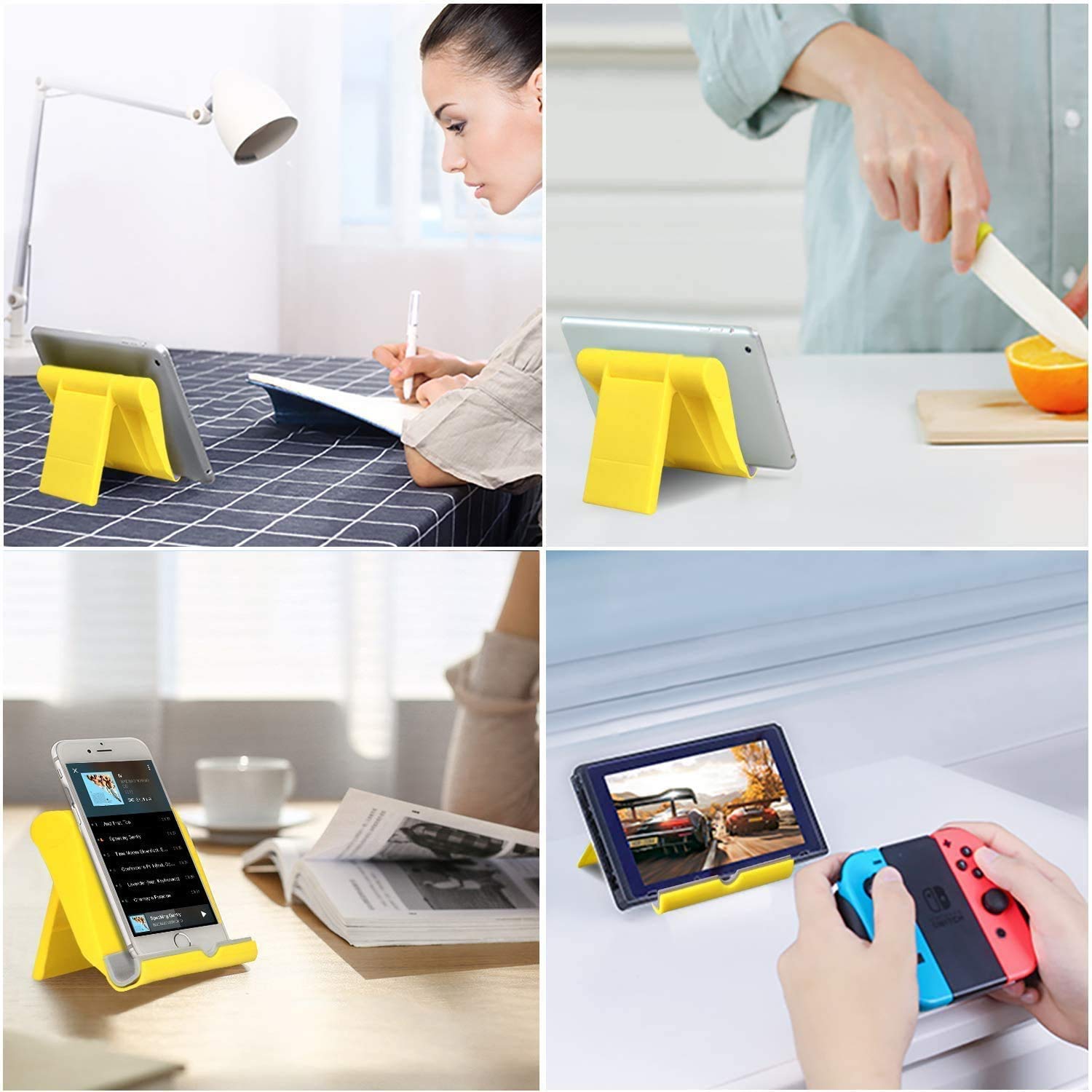 Pokanic Cell Phone Multi-Angle Stand Holder Mount Cradle Organizer Charger Station Tablet Desktop Bed Office School Kitchen Travel Foldable Portable Adjustable Universal Smartphones