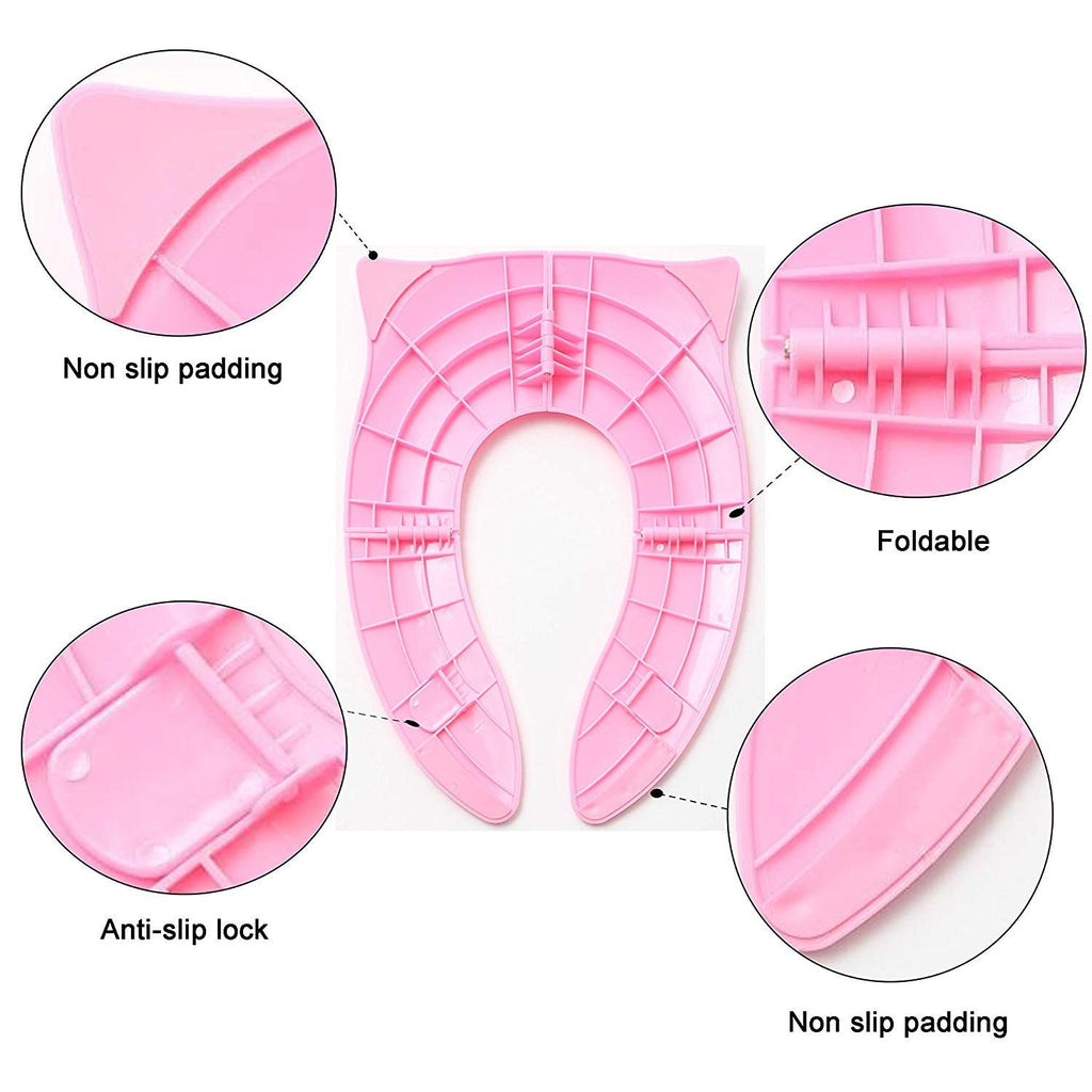 POKANIC Toilet Potty Training Seat Cover, Travel Toilet Seat, Folding Non Slip Silicone Pads, Travel Portable Reusable Kids Toddlers Boys Girls, Carry Bag