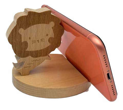 Pokanic Cell Phone Tablet Wooden Stand Dock Holder Cradle Mount Organizer Charger Station Table Desk Room Office School Kitchen Non-Slip Wood